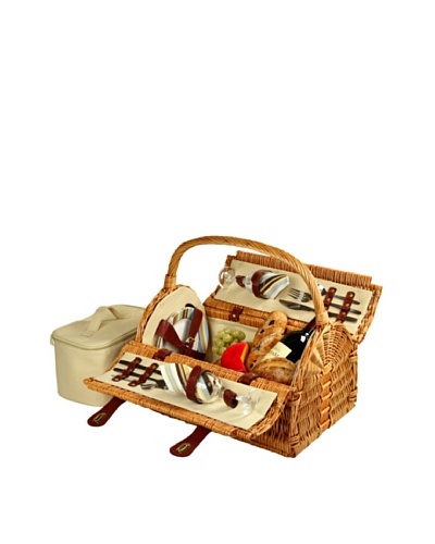 Picnic at Ascot Sussex Picnic Basket for 2, Wicker/SC Stripe