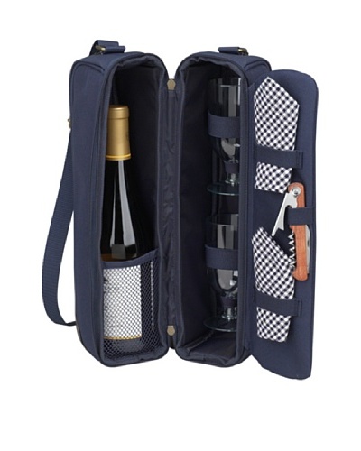 Picnic at Ascot Classic-Sunset Deluxe Wine Carrier for 2, Navy