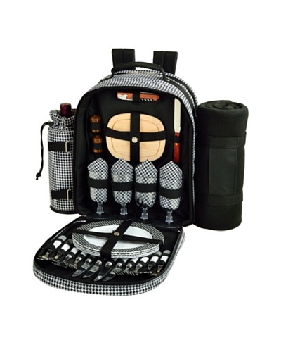 Picnic at Ascot Picnic Backpack for 4 with Blanket, Houndstooth