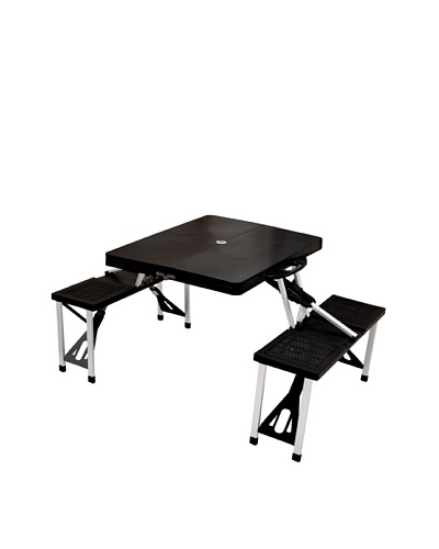 Picnic Time Portable Folding Picnic Table with Seating for 4 [Black]