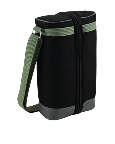 Picnic Time Estate Insulated Wine Tote with Service for 2, Black and Gray