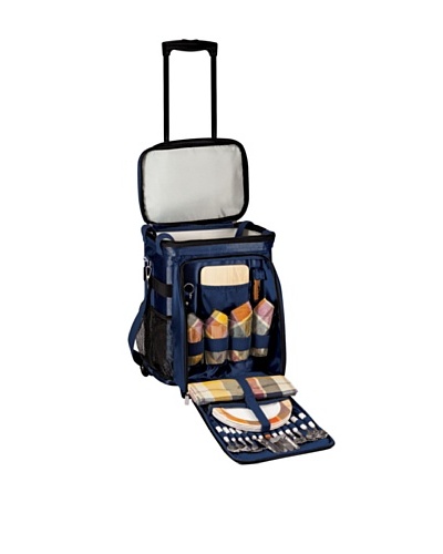 Picnic Time Avalanche Deluxe Wheeled Picnic Cooler with Service for 4