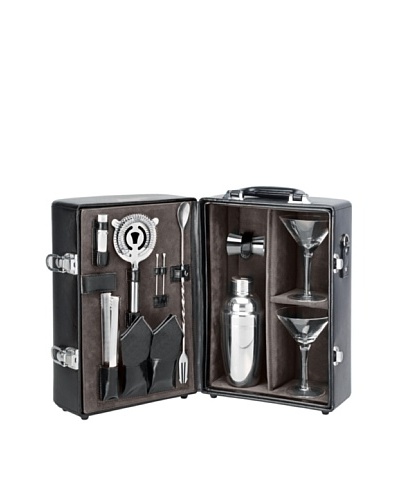 Picnic Time Manhattan Insulated Two-Bottle Cocktail Case/Bar Tool Kit [Black]