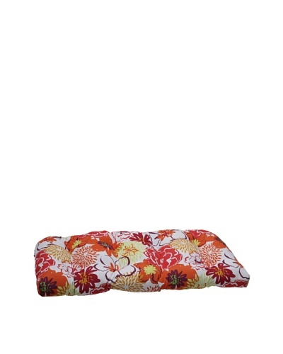 Pillow Perfect Outdoor Floral Fantasy Wicker Loveseat Cushion, Raspberry