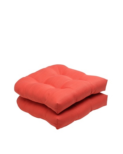 Pillow Perfect Set of 2 Outdoor Forsyth Coral Wicker Seat Cushions, Orange