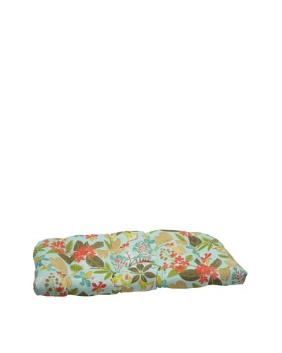 Pillow Perfect Outdoor Fancy a Floral Caribbean Wicker Loveseat Cushion, Blue/Brown