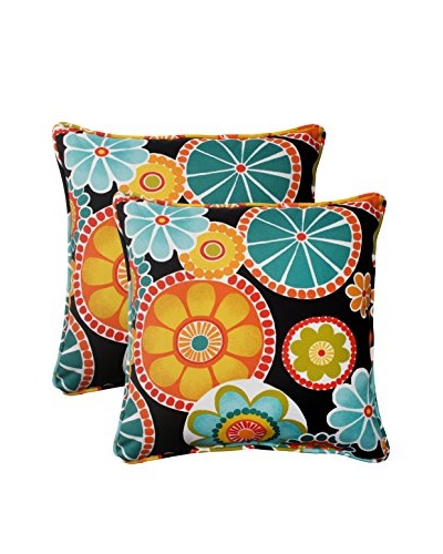 Pillow Perfect Set of 2 Rondo Black Indoor/Outdoor Throw Pillows