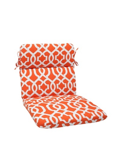 Pillow Perfect Outdoor New Geo Rounded Corner Chair Cushion, Orange