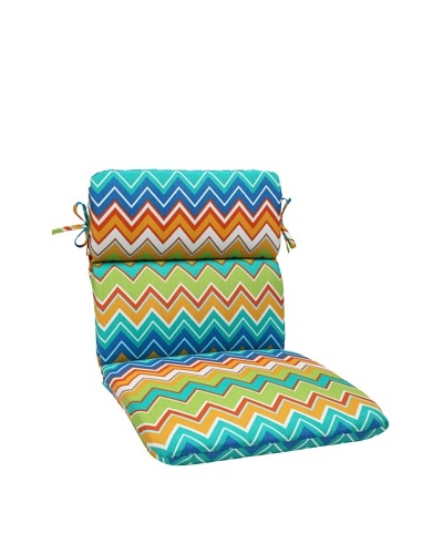 Pillow Perfect Outdoor Zig Zag Rounded Corner Chair Cushion, Orangeaide