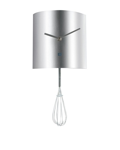 Present Time Brushed Steel Whisk Pendulum Wall Clock