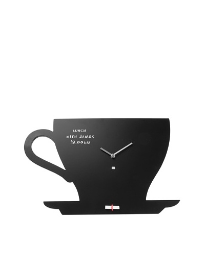 Present Time Cup of Tea Silhouette Blackboard Wall Clock