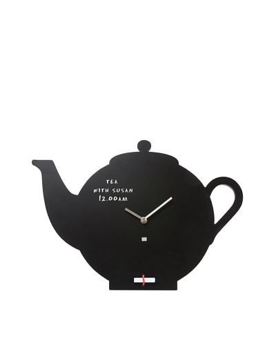 Present Time Teapot Silhouette Blackboard Wall Clock