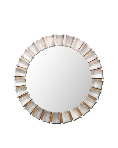 Prima Design Source Round Mirror with Concave Wedges, Metallic