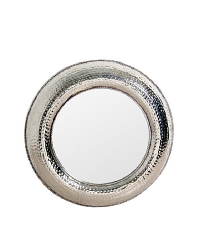 Prima Design Source Round Hammered Mirror, Silver