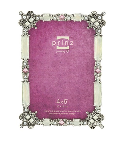 Prinz Trina Metal Jeweled Frame for 4 by 6-Inch Photo, Antique Silver