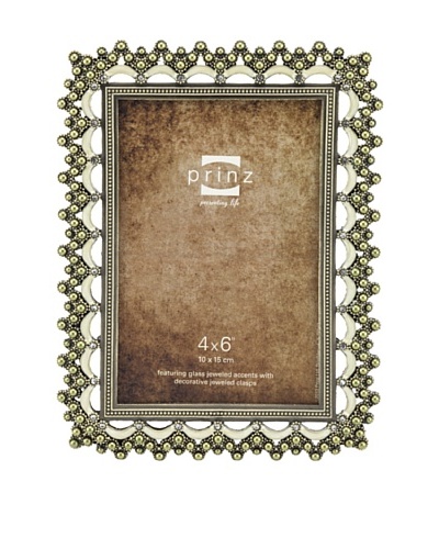 Prinz Greta 4 x 6 Metal Jeweled Photo Frame, Antique Gold