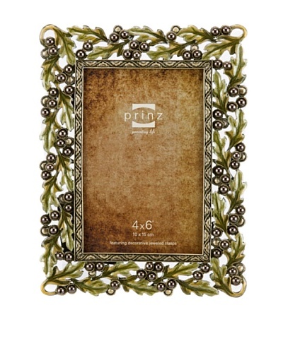 Prinz Margot Metal Jeweled Frame for 4 by 6-Inch Photo, Antique Gold