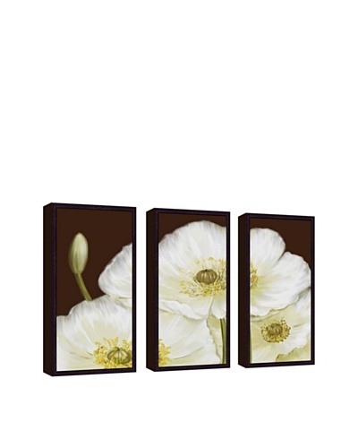 White Poppy Giclée Triptych Canvas with Floater Frame