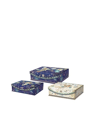 Punch Studio Set of 3 Holiday Nesting Flip Top Boxes, Celestial Sparkle