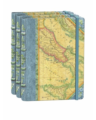 Punch Studio Set of 3 World Map Embossed Library Journals
