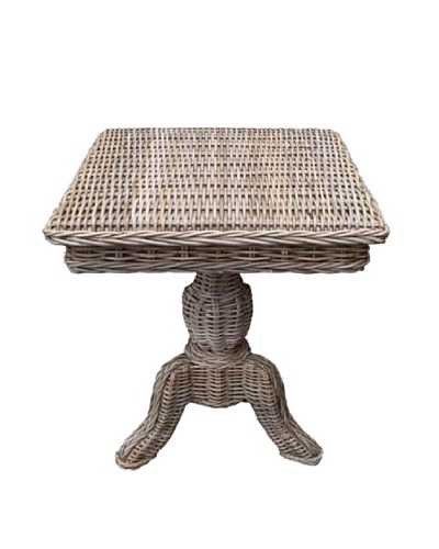 Rattan Living Wicker Side Table, Weathered Gray
