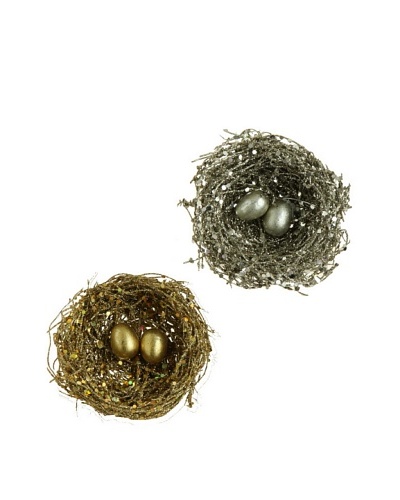RAZ Set of 2 Assorted Clip-On Nest Ornaments