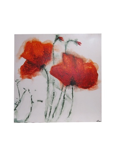 Red Label Andrea Gutierrez Red Poppy Flower Oil Painting