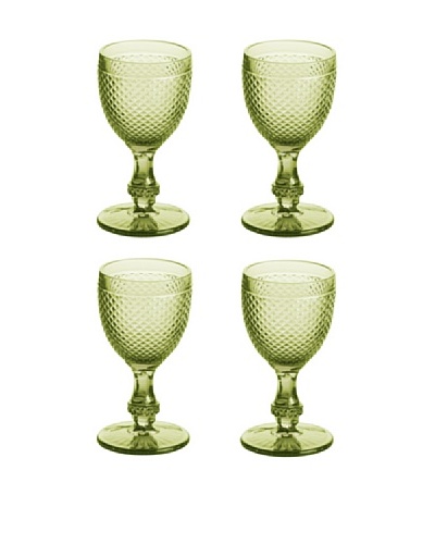 Rosanna Set of 4 Pressed Glass 7-Oz. Goblets, Olive
