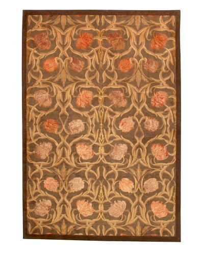 Roubini Tibetani Tibetan Yak Spun Wool & Silk Luxury Rug, Brown, 5' 5 x 8'