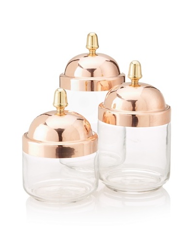 Ruffoni Set of 3 Barattoli Collection Storage Canisters with Copper Lids
