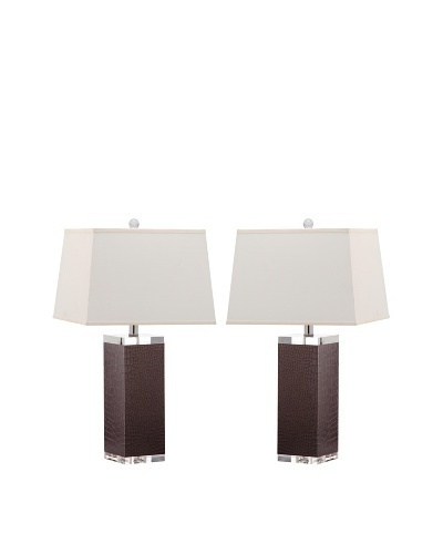 Safavieh Set of 2 Deco Leather Table Lamps, Crocodile