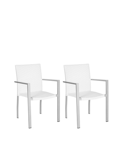 Safavieh Set of 2 Cordova Indoor/Outdoor Stacking Armchairs, Off White