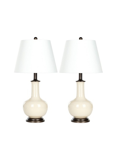 Safavieh Set of 2 Danielle Table Lamps, Silver Neck with Cream, White Shade