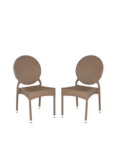 Safavieh Set of 2 Valdez Indoor/Outdoor Stacking Side Chairs, Brown