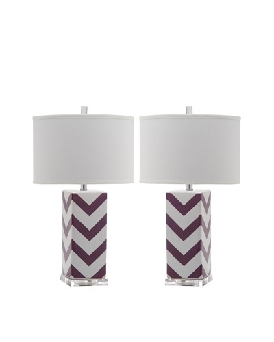 Safavieh Set of 2 Chevron Stripe Table Lamps, Purple