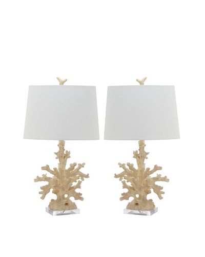 Safavieh Set of 2 Coral Branch Table Lamps, Cream