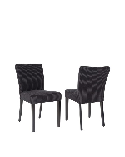 Safavieh Set of 2 Camille Dining Chairs, Black/Cream Stripe