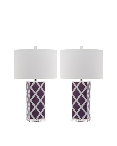 Safavieh Set of 2 Garden Lattice Table Lamps, Light Purple
