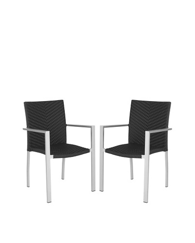 Safavieh Set of 2 Cordova Indoor/Outdoor Stacking Armchairs, Black