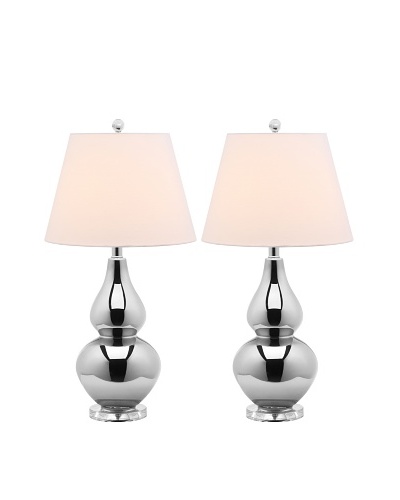 Safavieh Cybil Double Gourd Lamp, Set Of 2, Silver Neck With Silver Shade