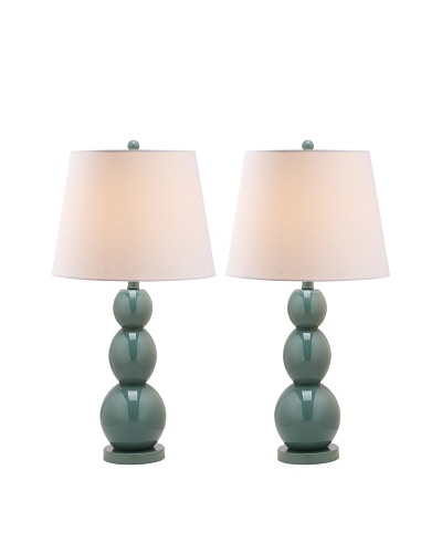 Safavieh Set of 2 Glass/Metal Lamps, Light Blue