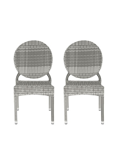 Safavieh Set of 2 Valdez Indoor/Outdoor Stacking Side Chairs, Grey