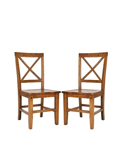 Set of 2 Gavin Crossback Side Chairs, Medium Oak