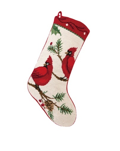 Sally Eckman Roberts Winterberry Cardinals Needlepoint Stocking