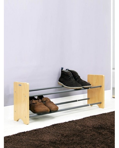 Samsonite 2-Tier Expandable Shoe Rack with Natural Wood EndAs You See