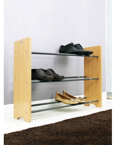 Samsonite 3-Tier Expandable Shoe Rack with Natural Wood EndAs You See