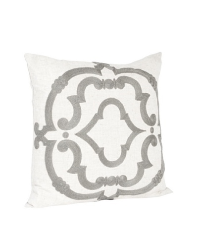 Saro Lifestyle Grey Embroidered Design Pillow