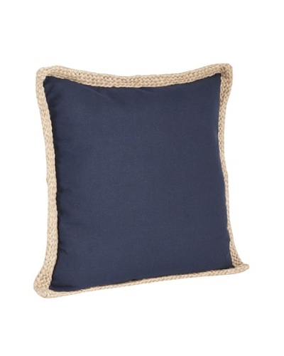 Saro Lifestyle Navy Blue Solid Jute-Braided Pillows