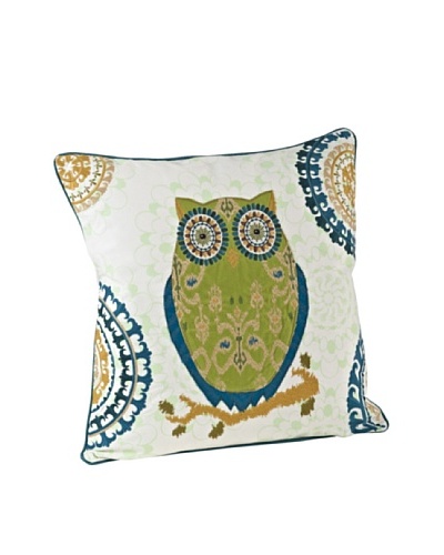 Saro Lifestyle Chartreuse Owl Square Pillow