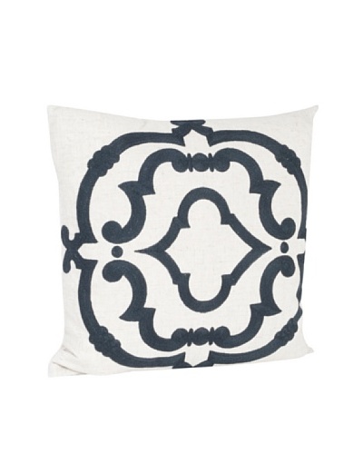 Saro Lifestyle Navy Blue Embroidered Design Pillow
